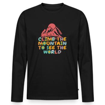 Erklimmen Sie den Berg, um die Welt zu sehen - Männer Premium Bio Langarmshirt - Schwarz - Vorne - Nico (187cm)