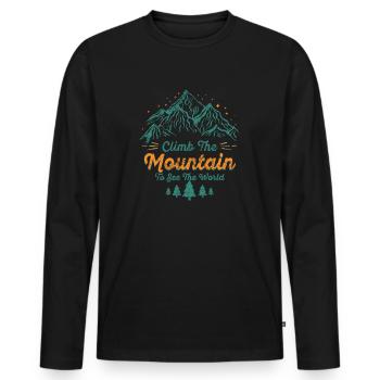 Erklimmen Sie den Berg, um die Welt zu sehen - Männer Premium Bio Langarmshirt - Schwarz - Vorne - Nico (187cm)