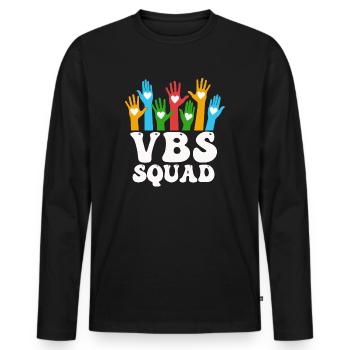 VBS Squad Bibel Shool - Männer Premium Bio Langarmshirt - Schwarz - Vorne - Nico (187cm)