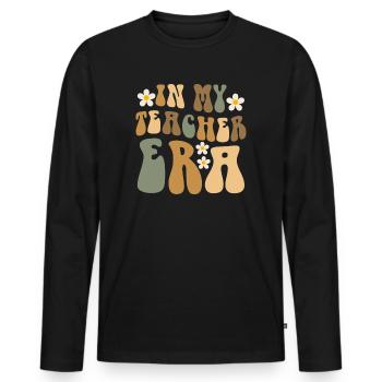 In meiner Lehrzeit Unterricht - Männer Premium Bio Langarmshirt - Schwarz - Vorne - Nico (187cm)