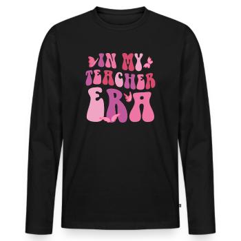 In meiner Lehrzeit Unterricht - Männer Premium Bio Langarmshirt - Schwarz - Vorne - Nico (187cm)