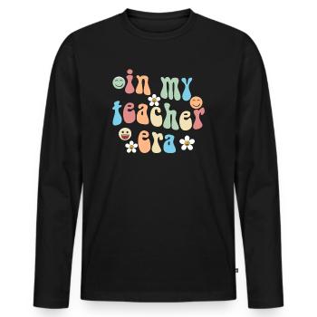 In meiner Lehrzeit Unterricht - Männer Premium Bio Langarmshirt - Schwarz - Vorne - Nico (187cm)