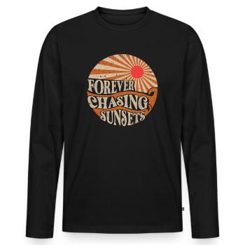 Forever Chasing Sunsets Retro Summer Vacation - Men's Premium Organic Long Sleeve Shirt - black - Front - Nico (187cm)