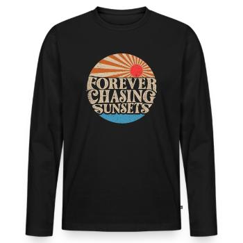 Forever Chasing Sunsets Retro Summer Vacation - Men's Premium Organic Long Sleeve Shirt - black - Front - Nico (187cm)