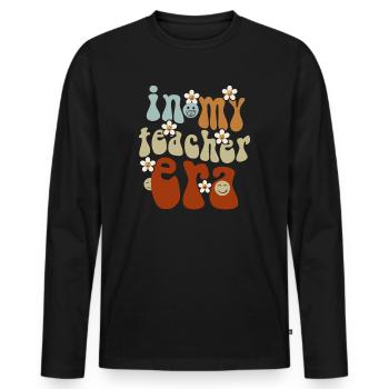 In meiner Lehrzeit Unterricht - Männer Premium Bio Langarmshirt - Schwarz - Vorne - Nico (187cm)