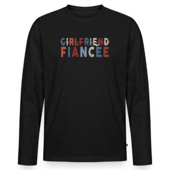 Girlfriend Fiancee Couple Engagement Engaged - Men's Premium Organic Long Sleeve Shirt - black - Front - Nico (187cm)