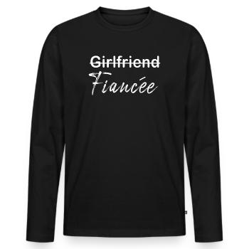 Girlfriend Fiancee Couple Engagement Engaged - Men's Premium Organic Long Sleeve Shirt - black - Front - Nico (187cm)