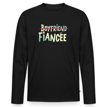 Couple Engagement Engaged Men Funny Fiancee - Men's Premium Organic Long Sleeve Shirt - black - Front - Nico (187cm)