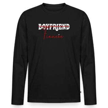 Couple Engagement Engaged Men Funny Fiancee - Men's Premium Organic Long Sleeve Shirt - black - Front - Nico (187cm)