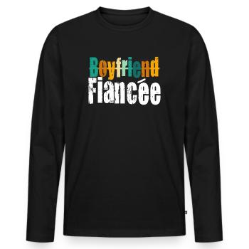 Couple Engagement Engaged Men Funny Fiancee - Men's Premium Organic Long Sleeve Shirt - black - Front - Nico (187cm)