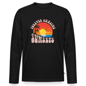 Forever Chasing Sunsets Retro Summer Vacation - Men's Premium Organic Long Sleeve Shirt - black - Front - Nico (187cm)