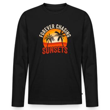Forever Chasing Sunsets Retro Summer Vacation - T-shirt manches longues Premium bio Homme - noir - Devant - Nico (187cm)