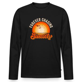 Forever Chasing Sunsets Retro Summer Vacation - Men's Premium Organic Long Sleeve Shirt - black - Front - Nico (187cm)