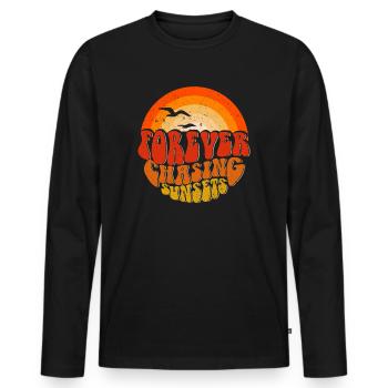 Forever Chasing Sunsets Retro Summer Vacation - Men's Premium Organic Long Sleeve Shirt - black - Front - Nico (187cm)