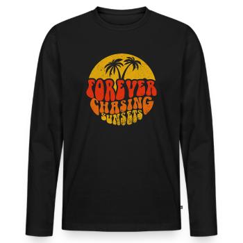 Forever Chasing Sunsets Retro Summer Vacation - Men's Premium Organic Long Sleeve Shirt - black - Front - Nico (187cm)