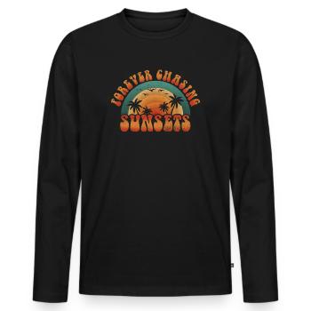 Forever Chasing Sunsets Retro Summer Vacation - T-shirt manches longues Premium bio Homme - noir - Devant - Nico (187cm)