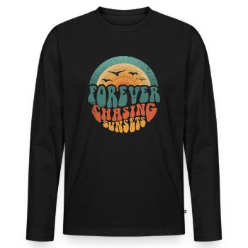 Forever Chasing Sunsets Retro Summer Vacation - Men's Premium Organic Long Sleeve Shirt - black - Front - Nico (187cm)