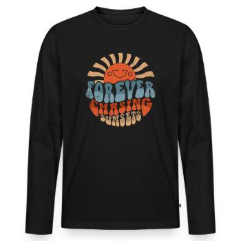 Forever Chasing Sunsets Retro Summer Vacation - T-shirt manches longues Premium bio Homme - noir - Devant - Nico (187cm)