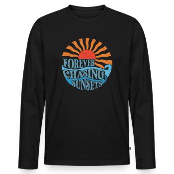 Forever Chasing Sunsets Retro Summer Vacation - Men's Premium Organic Long Sleeve Shirt - black - Front - Nico (187cm)