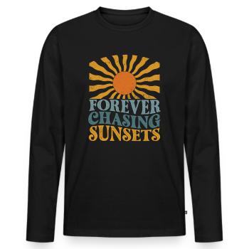 Forever Chasing Sunsets Retro Summer Vacation - Men's Premium Organic Long Sleeve Shirt - black - Front - Nico (187cm)