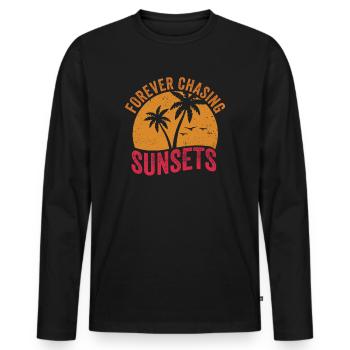 Forever Chasing Sunsets Retro Summer Vacation - Men's Premium Organic Long Sleeve Shirt - black - Front - Nico (187cm)