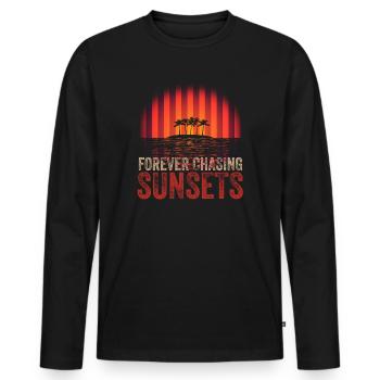 Forever Chasing Sunsets Retro Summer Vacation - Men's Premium Organic Long Sleeve Shirt - black - Front - Nico (187cm)