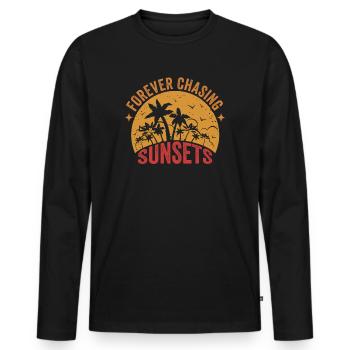 Forever Chasing Sunsets Retro Summer Vacation - Men's Premium Organic Long Sleeve Shirt - black - Front - Nico (187cm)