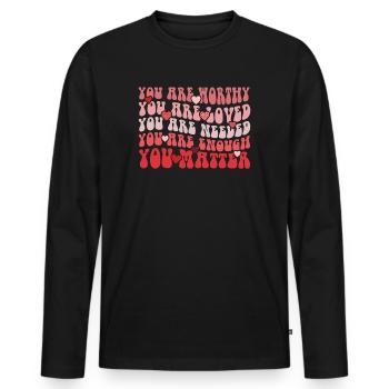 You Matter Kindness Be Kind Groovy Mental Health - Men's Premium Organic Long Sleeve Shirt - black - Front - Nico (187cm)
