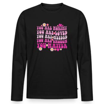 You Matter Kindness Be Kind Groovy Mental Health - Men's Premium Organic Long Sleeve Shirt - black - Front - Nico (187cm)