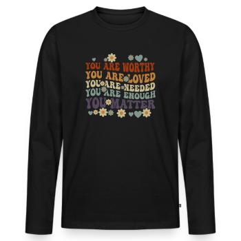 You Matter Kindness Be Kind Groovy Mental Health - Men's Premium Organic Long Sleeve Shirt - black - Front - Nico (187cm)