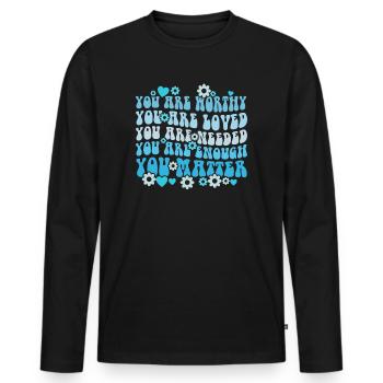 You Matter Kindness Be Kind Groovy Mental Health - Men's Premium Organic Long Sleeve Shirt - black - Front - Nico (187cm)