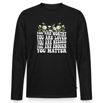 You Matter Kindness Be Kind Groovy Mental Health - Men's Premium Organic Long Sleeve Shirt - black - Front - Nico (187cm)