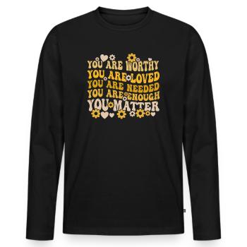 You Matter Kindness Be Kind Groovy Mental Health - Men's Premium Organic Long Sleeve Shirt - black - Front - Nico (187cm)
