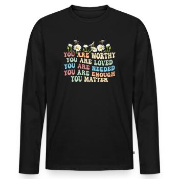 You Matter Kindness Be Kind Groovy Mental Health - Men's Premium Organic Long Sleeve Shirt - black - Front - Nico (187cm)