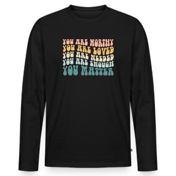 You Matter Kindness Be Kind Groovy Mental Health - Men's Premium Organic Long Sleeve Shirt - black - Front - Nico (187cm)