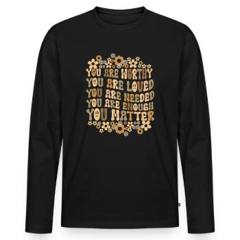 You Matter Kindness Be Kind Groovy Mental Health - Men's Premium Organic Long Sleeve Shirt - black - Front - Nico (187cm)