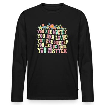You Matter Kindness Be Kind Groovy Mental Health - Men's Premium Organic Long Sleeve Shirt - black - Front - Nico (187cm)
