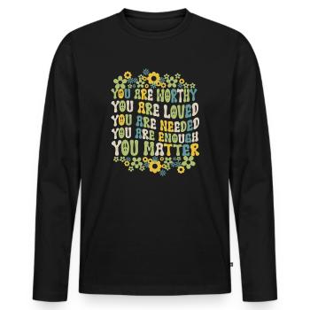 You Matter Kindness Be Kind Groovy Mental Health - Men's Premium Organic Long Sleeve Shirt - black - Front - Nico (187cm)