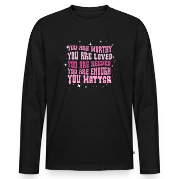 You Matter Kindness Be Kind Groovy Mental Health - Men's Premium Organic Long Sleeve Shirt - black - Front - Nico (187cm)