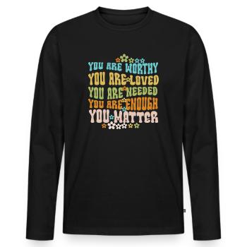 You Matter Kindness Be Kind Groovy Mental Health - Men's Premium Organic Long Sleeve Shirt - black - Front - Nico (187cm)