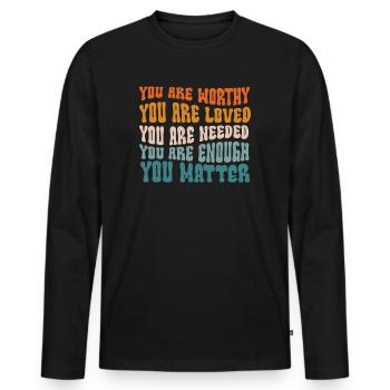 You Matter Kindness Be Kind Groovy Mental Health - Men's Premium Organic Long Sleeve Shirt - black - Front - Nico (187cm)