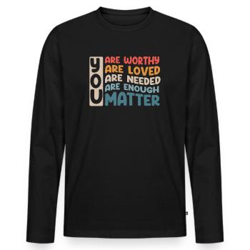 You Matter Kindness Be Kind Groovy Mental Health - Men's Premium Organic Long Sleeve Shirt - black - Front - Nico (187cm)