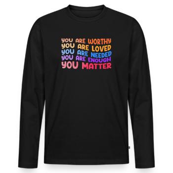 You Matter Kindness Be Kind Groovy Mental Health - Men's Premium Organic Long Sleeve Shirt - black - Front - Nico (187cm)