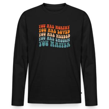 You Matter Kindness Be Kind Groovy Mental Health - Men's Premium Organic Long Sleeve Shirt - black - Front - Nico (187cm)