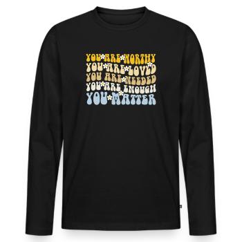 You Matter Kindness Be Kind Groovy Mental Health - Men's Premium Organic Long Sleeve Shirt - black - Front - Nico (187cm)