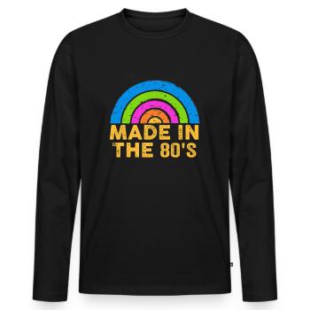 80er Die Musik der 80er Jahre - Männer Premium Bio Langarmshirt - Schwarz - Vorne - Nico (187cm)