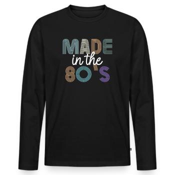 80er Die Musik der 80er Jahre - Männer Premium Bio Langarmshirt - Schwarz - Vorne - Nico (187cm)