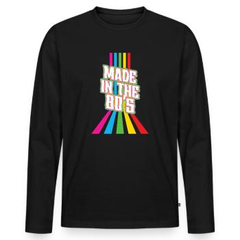 80er Die Musik der 80er Jahre - Männer Premium Bio Langarmshirt - Schwarz - Vorne - Nico (187cm)