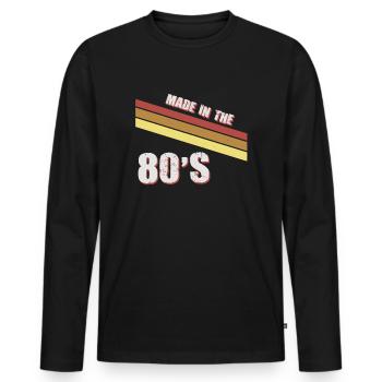 80er Die Musik der 80er Jahre - Männer Premium Bio Langarmshirt - Schwarz - Vorne - Nico (187cm)
