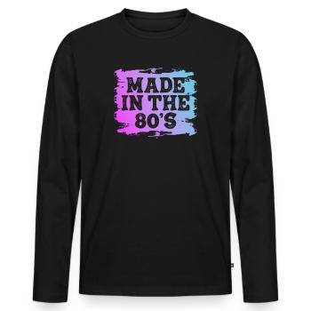 80er Die Musik der 80er Jahre - Männer Premium Bio Langarmshirt - Schwarz - Vorne - Nico (187cm)